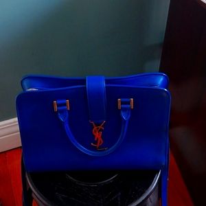 Yves Saint Laurent hand bag medium size blue